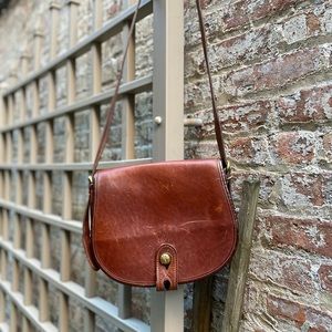 Vintage DKNY All Leather Saddle Bag in Brown